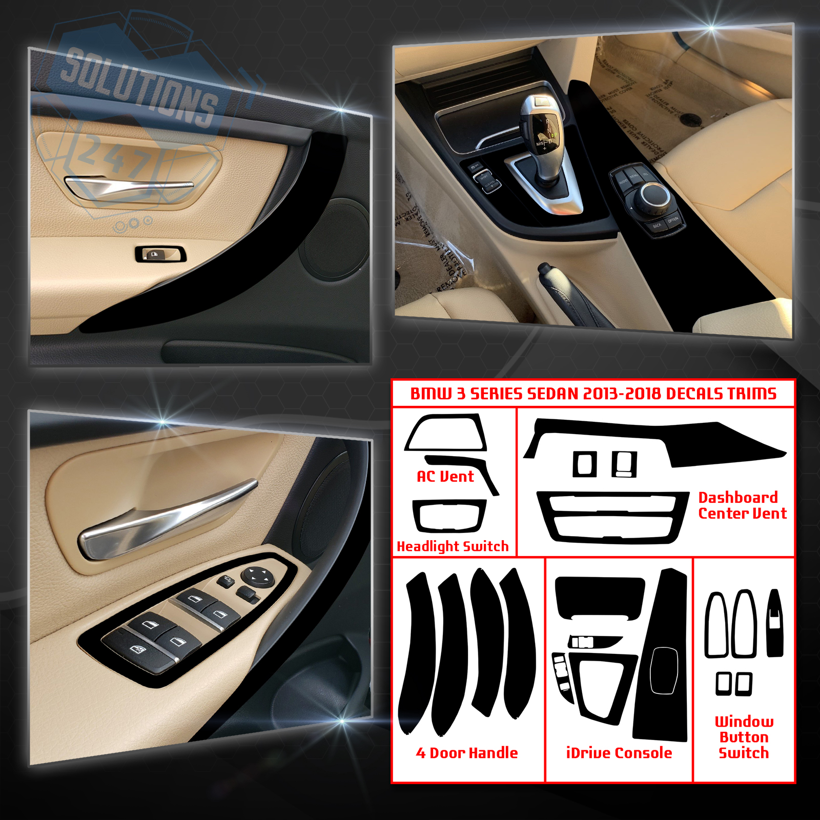 Details About For 2013 2018 Bmw 3 Series F30 F31 320 325 335 Interior Trim Wrap Kit Flat Matte