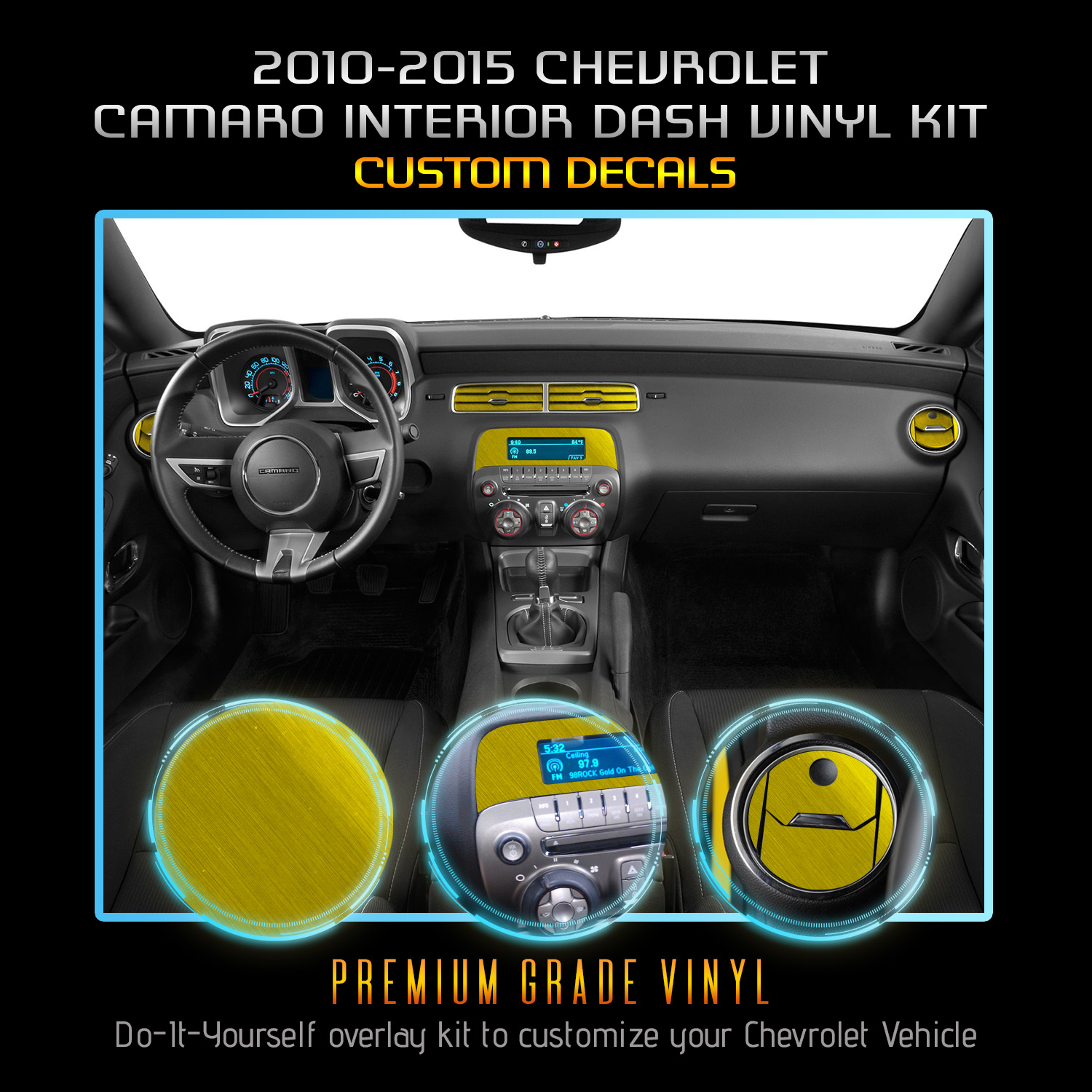 Details About For 2010 2015 Camaro Interior Dash Ac Vent Decal Vinyl Kit Brushed Aluminum