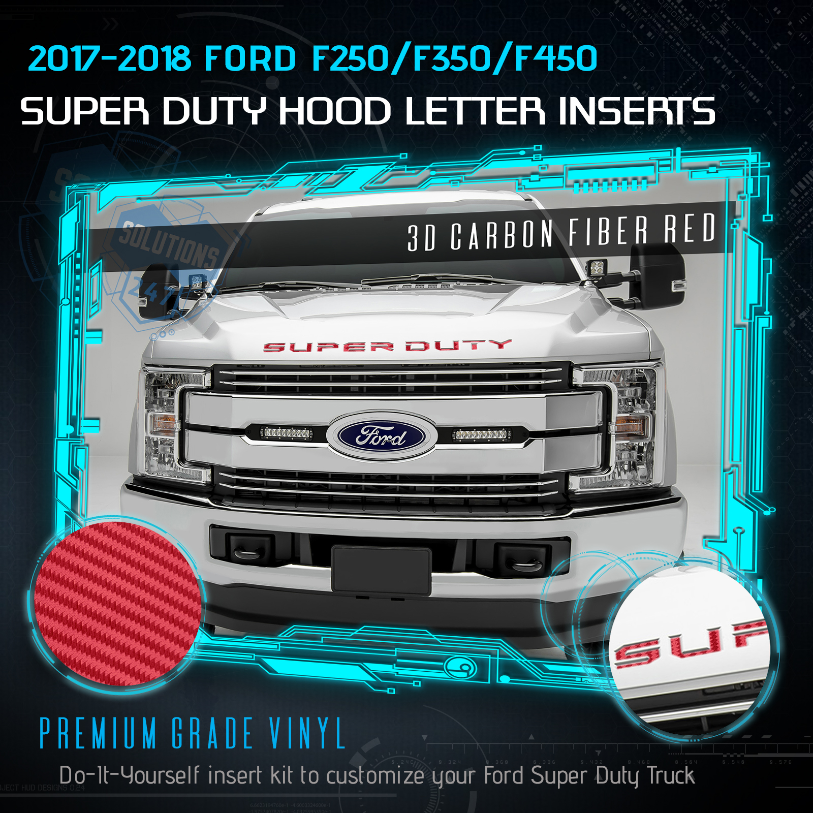 Chrome Front Grill /& Glove Box Adhesive Insert Letters for Ford 2008-2016 F-250 F350 F-450 Super Duty