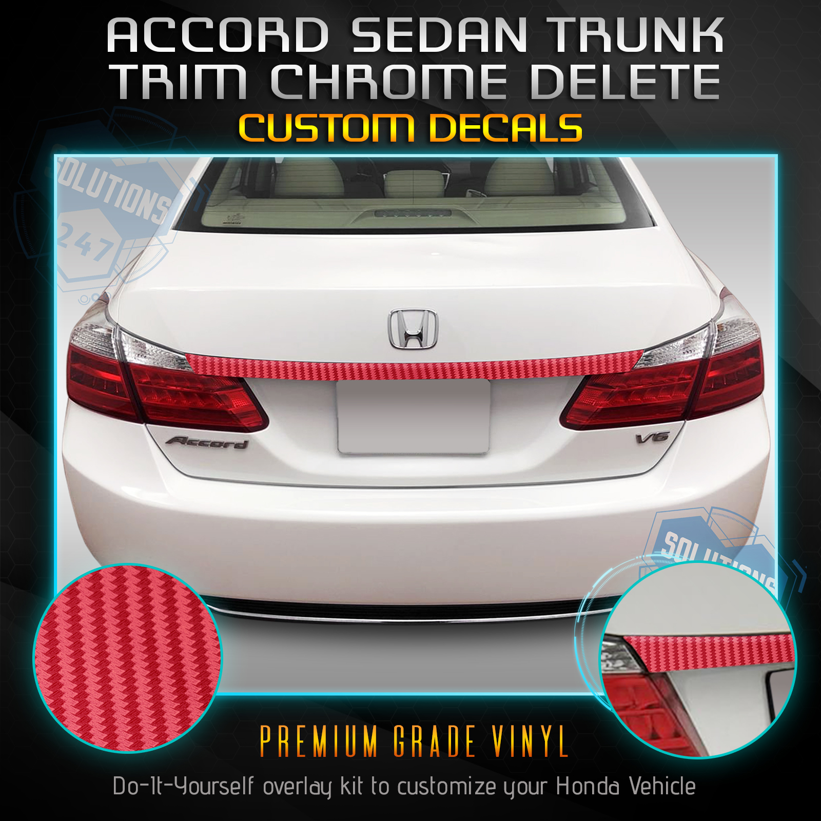 Trunk Trim Chrome Delete Kit For 2013 2015 Honda Accord Sedan Matte Carbon Fiber Ebay